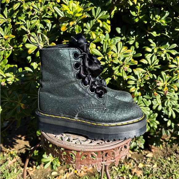 Dr. Martens Shoes - RARE Dr. Martens Molly Glitter Green Boots